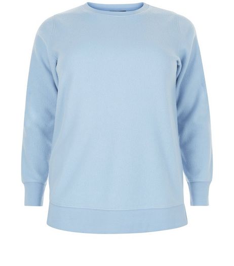 Curves Blue Brushed Sweater | New Look