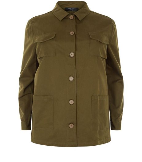 Curves Khaki Shacket | New Look