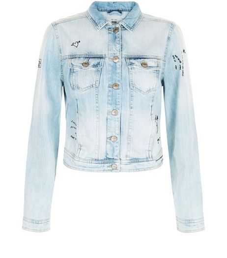 Blue Graffiti Print Denim Jacket | New Look