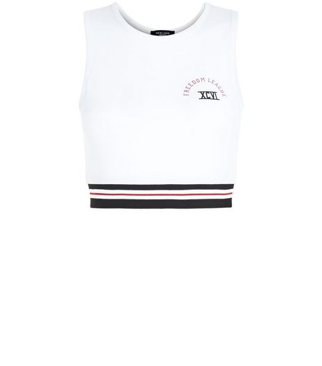 Petite White Stripe Trim Crop Top | New Look