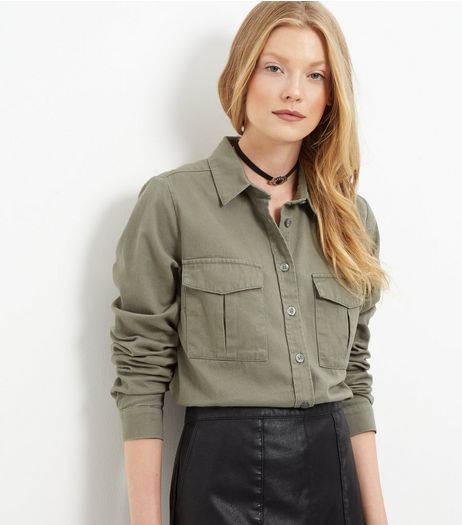 Tall Khaki Double Pocket Shirt | New Look