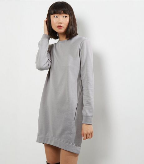 Pale Grey Double Pocket Longline Sweater | New Look
