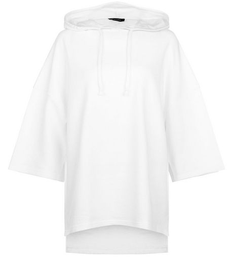 White Step Hem Oversized Hoodie | New Look