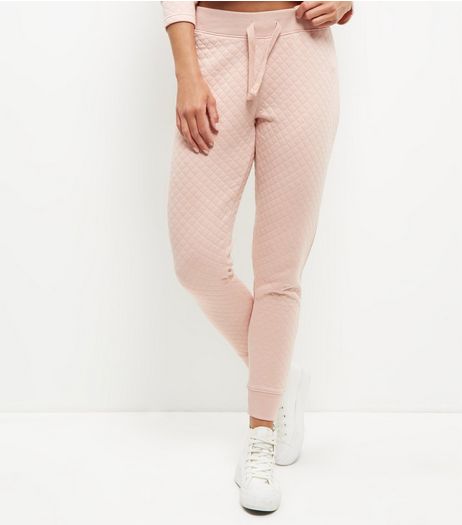 Shell Pink Quilted Joggers | New Look