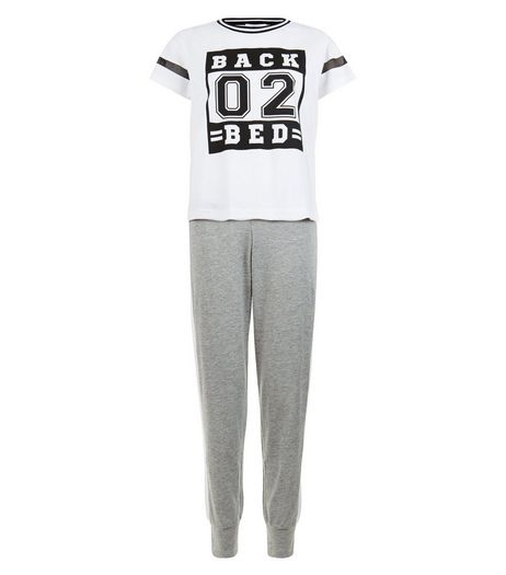 Teens Grey Back 02 Bed Pyjama Set | New Look