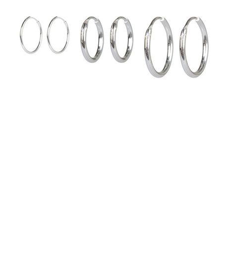 3 Pack Silver Hoop Earrings | New Look