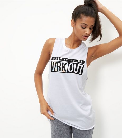 White When In Doubt Workout Tank Top | New Look