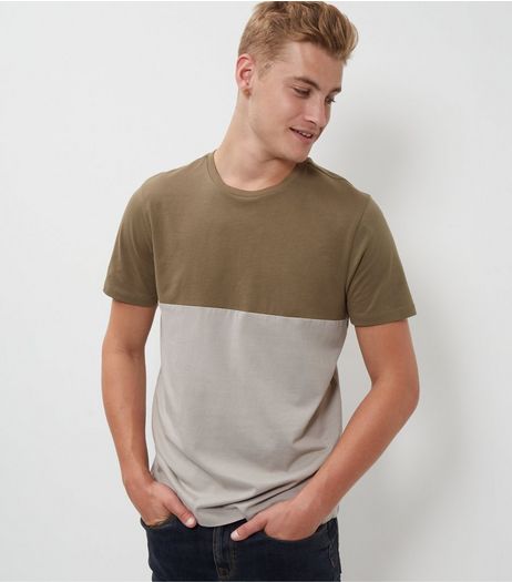 Khaki Colour Block T-Shirt | New Look
