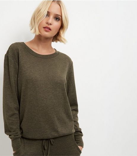 Khaki Cuffed Sweater | New Look