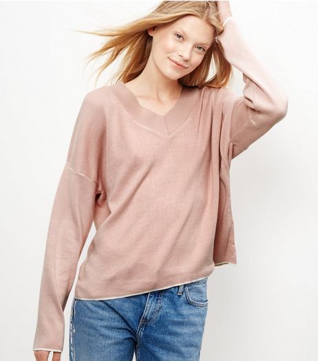 Shell Pink V Neck Jumper | New Look