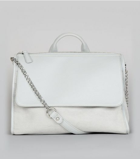 Grey Suedette Front Satchel | New Look