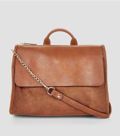 Brown Suedette Front Satchel | New Look