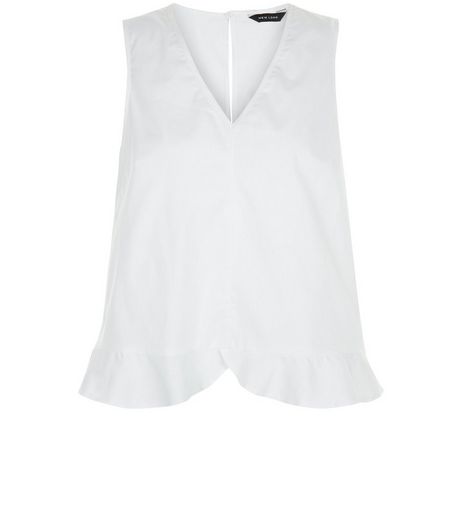 White Ruffle Trim V Neckline Top | New Look