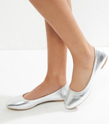 silver ballet pumps wide fit
