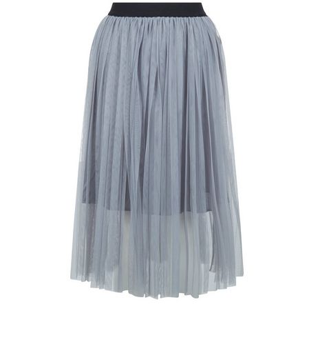 Petite Grey Tulle Midi Skirt | New Look