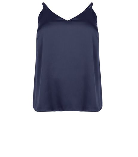 Curves Blue Sateen Cami Top | New Look