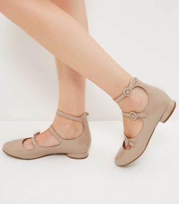 cream leather ballet pumps