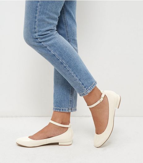 White Patent Ankle Strap Pumps | New Look