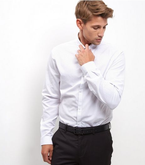 White Pin Dot Print Long Sleeve Shirt | New Look