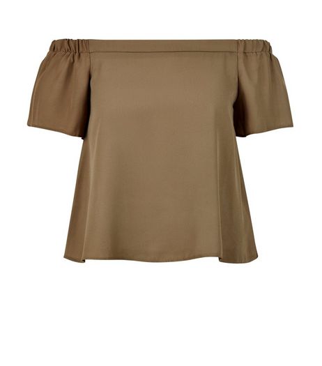 Teens Khaki Bardot Neck Top | New Look
