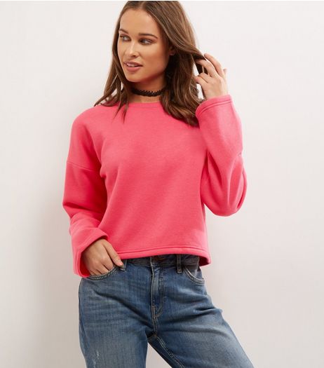 Bright Pink Wide Sleeve Sweater | New Look