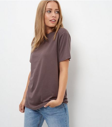 Grey Washed Boyfriend T-Shirt | New Look