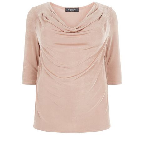 Curves Shell Pink Cowl Neck Top | New Look