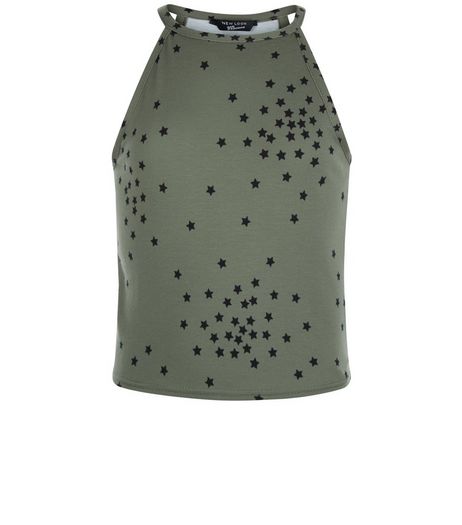 Teens Khaki Star Print High Neck Cami | New Look