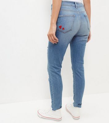 embroidered heart jeans