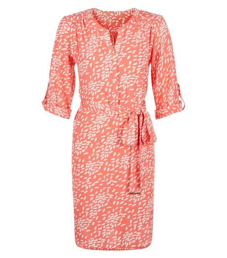 Apricot Orange Abstract Print Shirt Dress | New Look