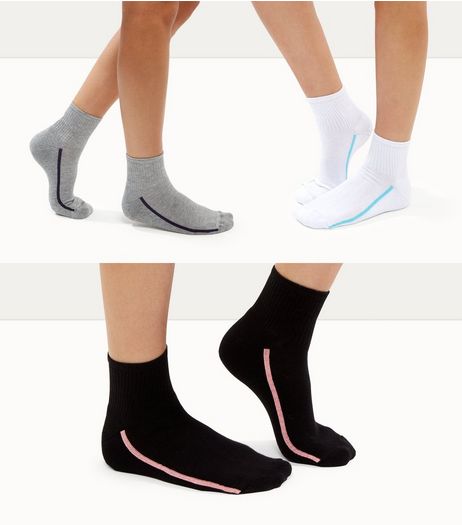 3 Pack Grey Ankle Socks | New Look