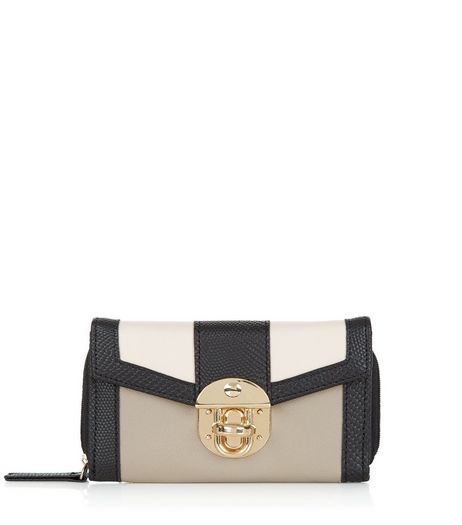 Stone Colour Block Purse | New Look