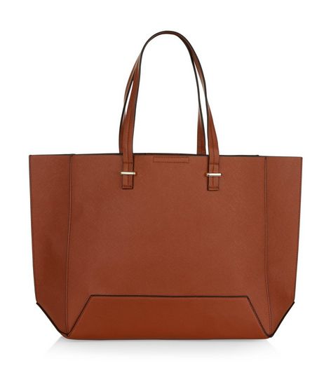 Tan Snakeskin Textured Shopper Bag | New Look