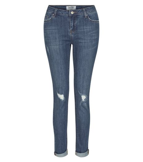 Teens Blue Ripped Knee Skinny Jeans | New Look