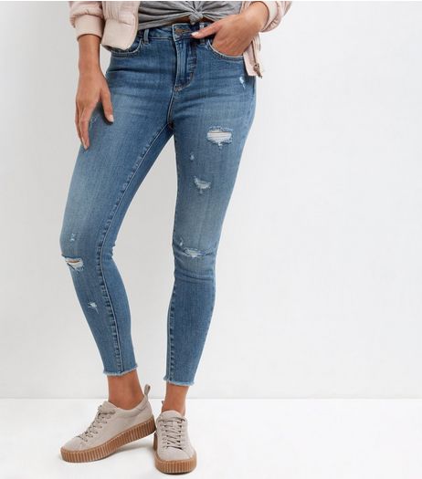 Blue Ripped Skinny Jeans | New Look
