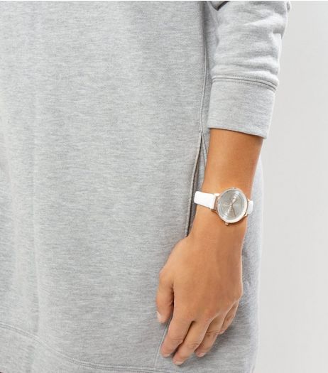 White Leather-Look Strap Watch | New Look