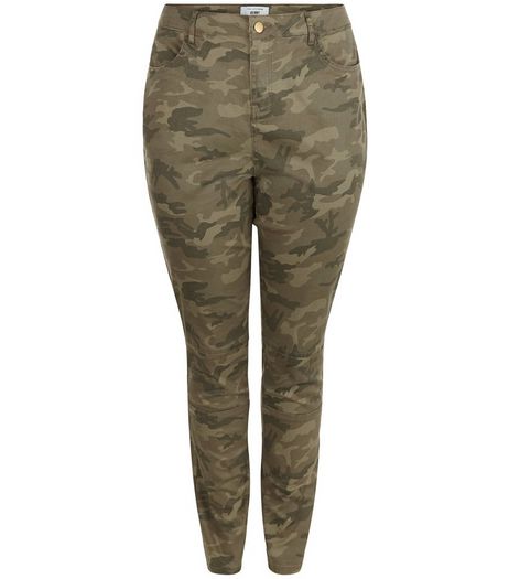 Curves Khaki Camo Print Skinny Jeans | New Look