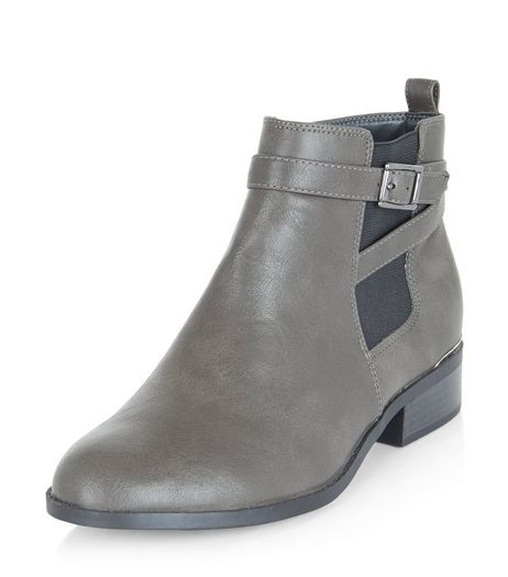 Teens Grey Leather-Look Chelsea Boots | New Look
