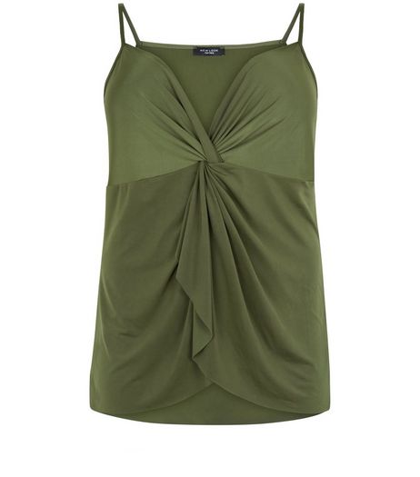 Curves Khaki Knot Front Cami | New Look