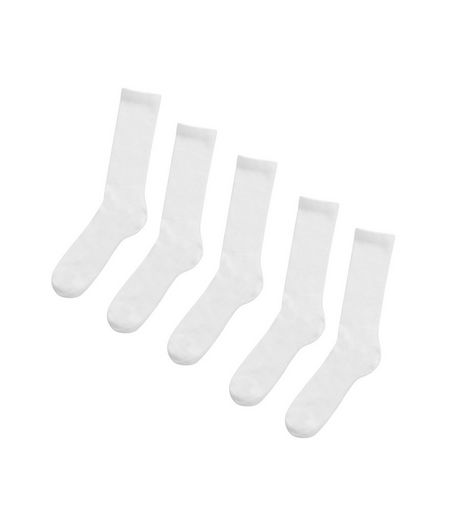 5 Pack White Ribbed Socks | New Look