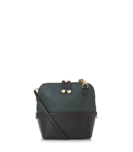 Dark Green Colour Block Across Body Bag | New Look