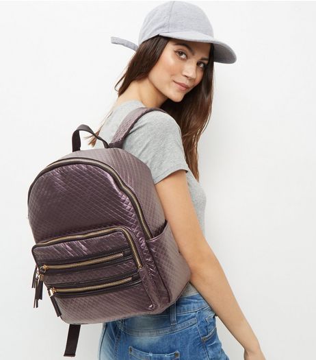 Purple Quilted Backpack | New Look
