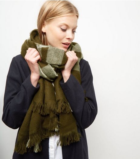 Khaki Check Scarf | New Look