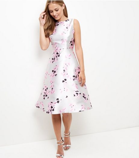 AX Paris Light Grey Floral Print Midi Dress | New Look