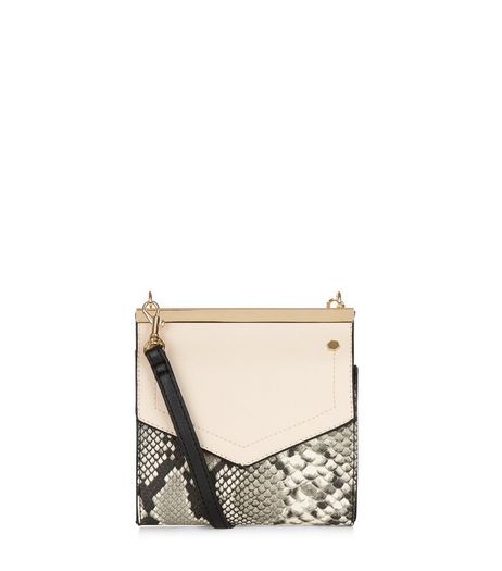 Cream Snakeskin Print Across Body Bag | New Look
