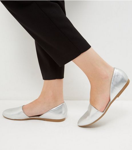 Silver Cut Out Pumps | New Look