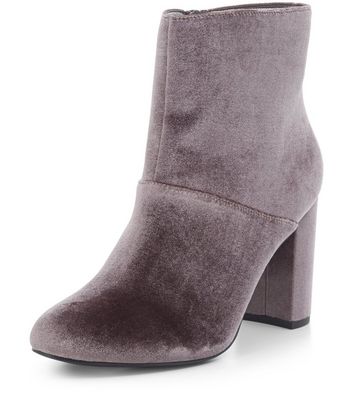 grey velvet ankle boots