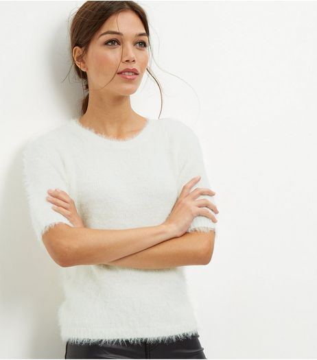 White Faux Fur T-Shirt | New Look