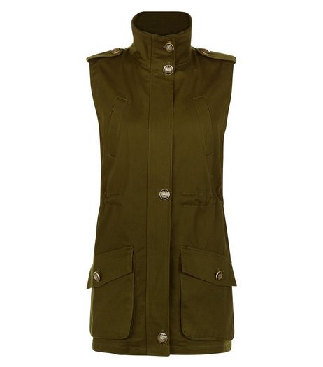 Cameo Rose Khaki Sleeveless Jacket | New Look