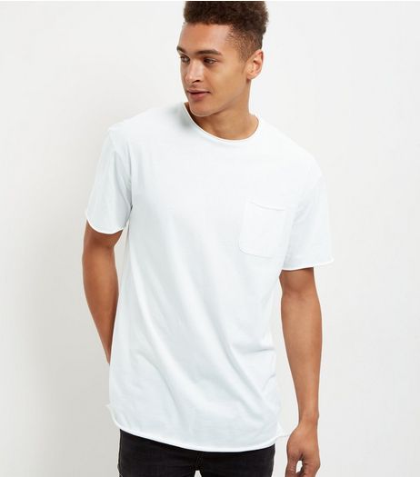Cream Single Pocket Slub Longline T-Shirt | New Look
